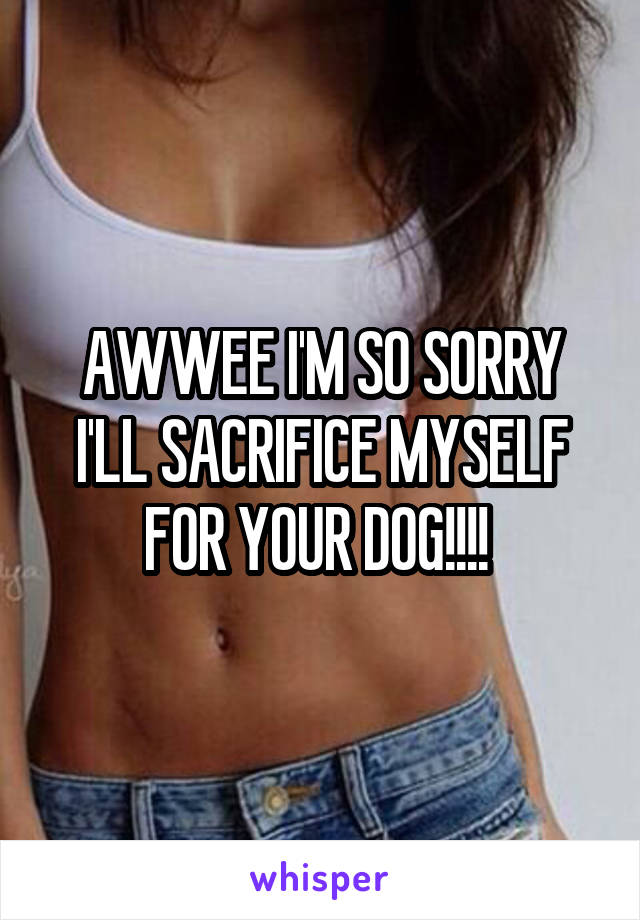 AWWEE I'M SO SORRY I'LL SACRIFICE MYSELF FOR YOUR DOG!!!! 