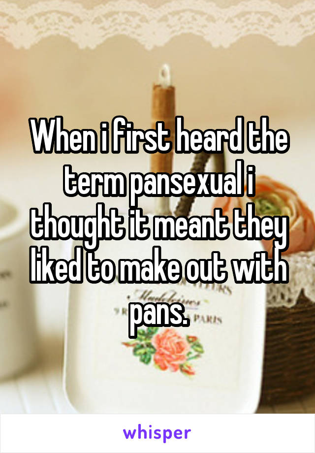 When i first heard the term pansexual i thought it meant they liked to make out with pans.