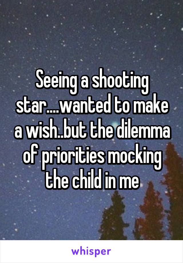 Seeing a shooting star....wanted to make a wish..but the dilemma of priorities mocking the child in me