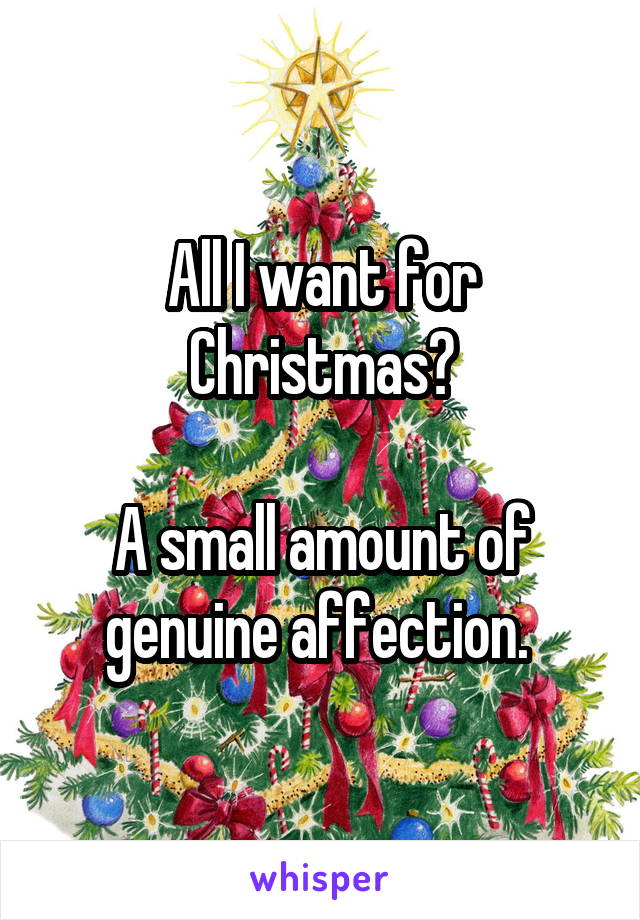 All I want for Christmas?

A small amount of genuine affection. 