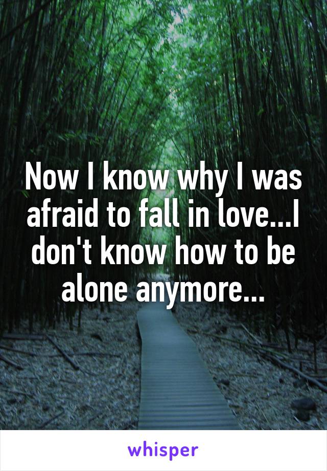 Now I know why I was afraid to fall in love...I don't know how to be alone anymore...