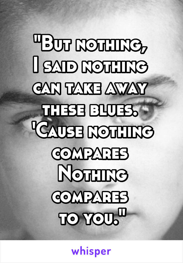 "But nothing, 
I said nothing 
can take away 
these blues. 
'Cause nothing compares 
Nothing compares 
to you."