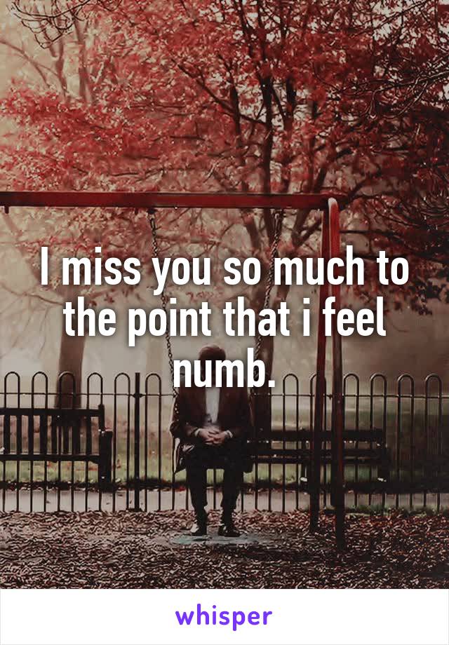 I miss you so much to the point that i feel numb.