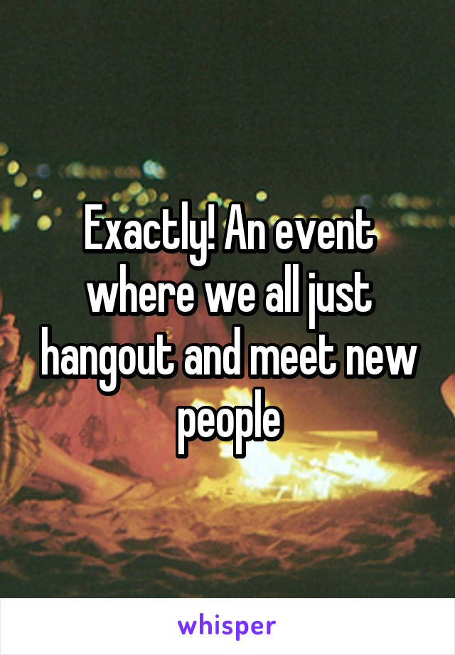 Exactly! An event where we all just hangout and meet new people