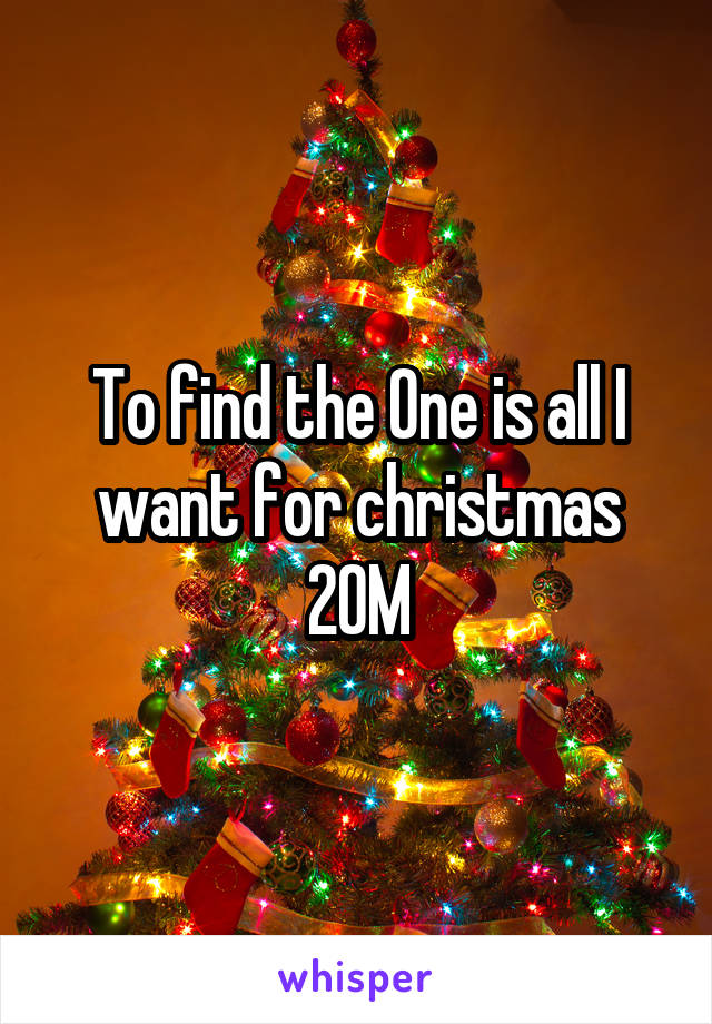 To find the One is all I want for christmas
20M