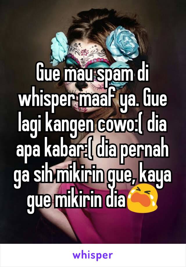 Gue mau spam di whisper maaf ya. Gue lagi kangen cowo:( dia apa kabar:( dia pernah ga sih mikirin gue, kaya gue mikirin dia😭