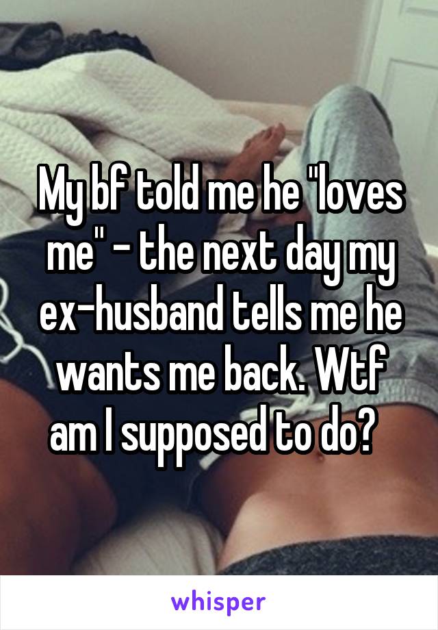 My bf told me he "loves me" - the next day my ex-husband tells me he wants me back. Wtf am I supposed to do?  