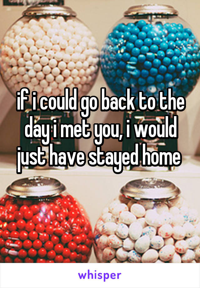 if i could go back to the day i met you, i would just have stayed home 
