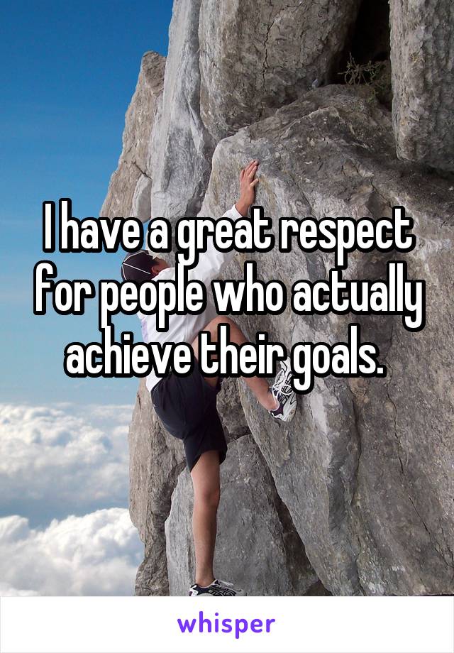 I have a great respect for people who actually achieve their goals. 
