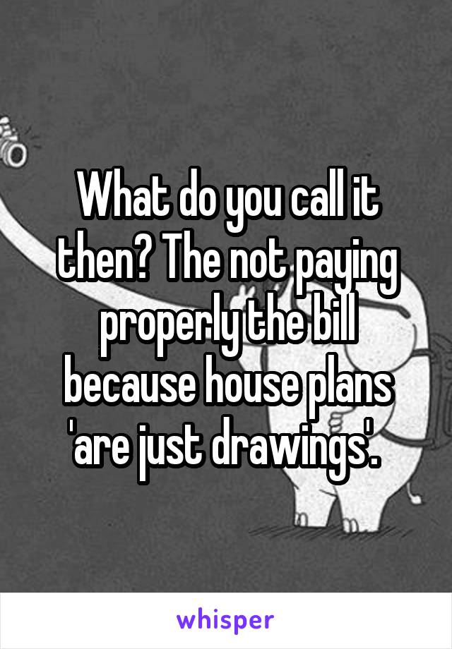 What do you call it then? The not paying properly the bill because house plans 'are just drawings'. 