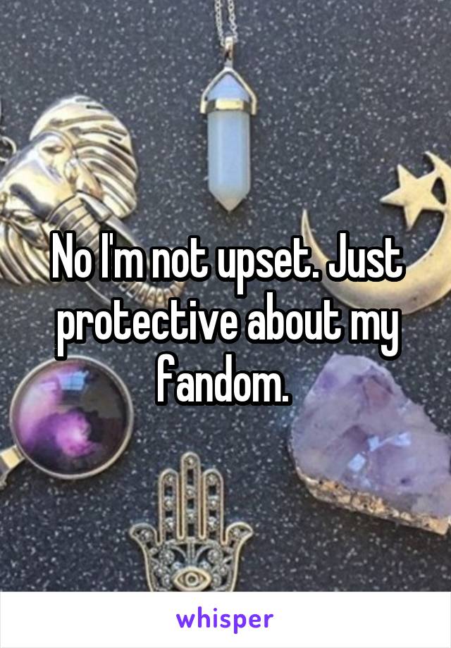 No I'm not upset. Just protective about my fandom. 