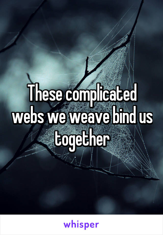 These complicated webs we weave bind us together