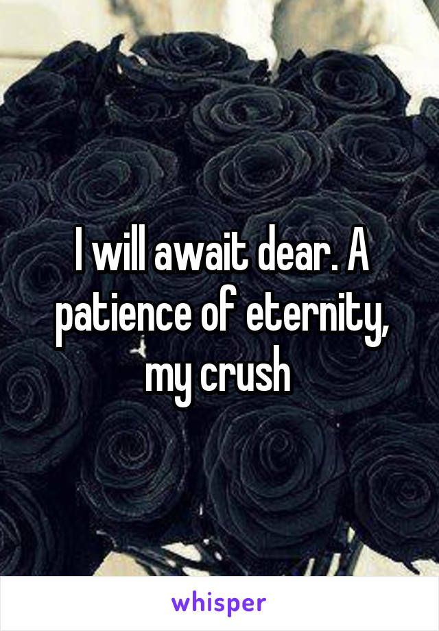 I will await dear. A patience of eternity, my crush 