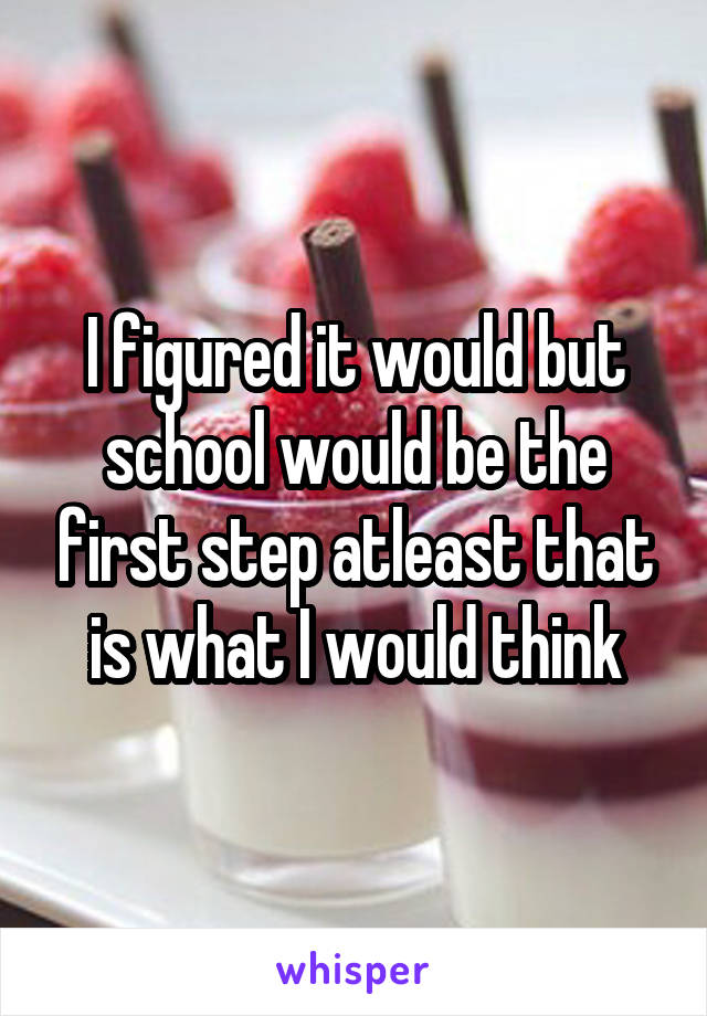 I figured it would but school would be the first step atleast that is what I would think