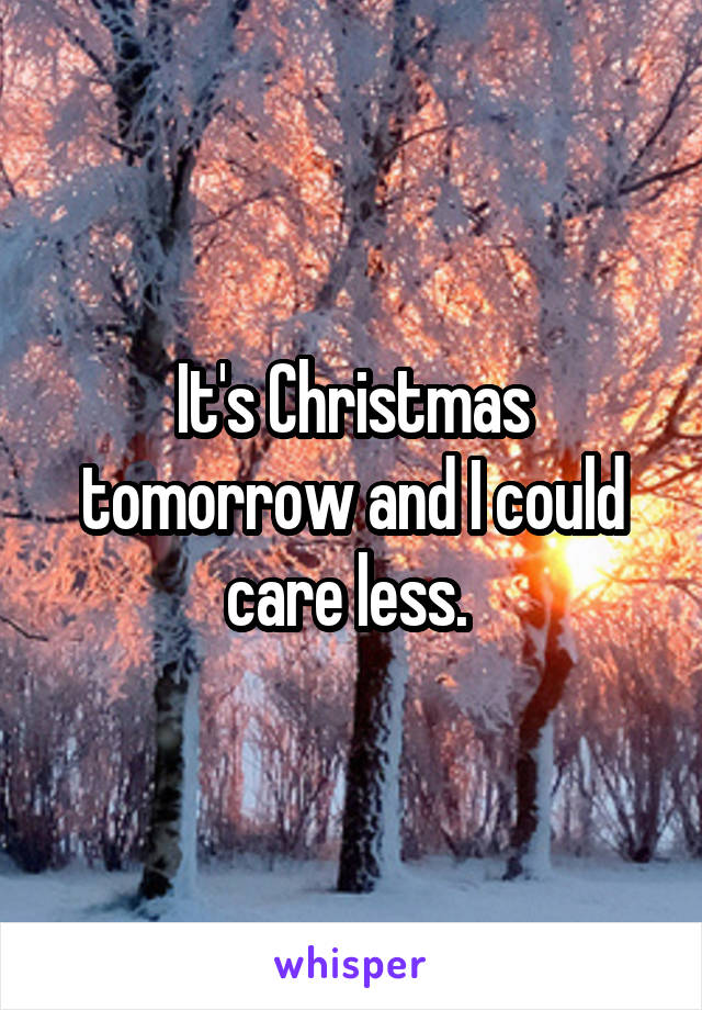 It's Christmas tomorrow and I could care less. 