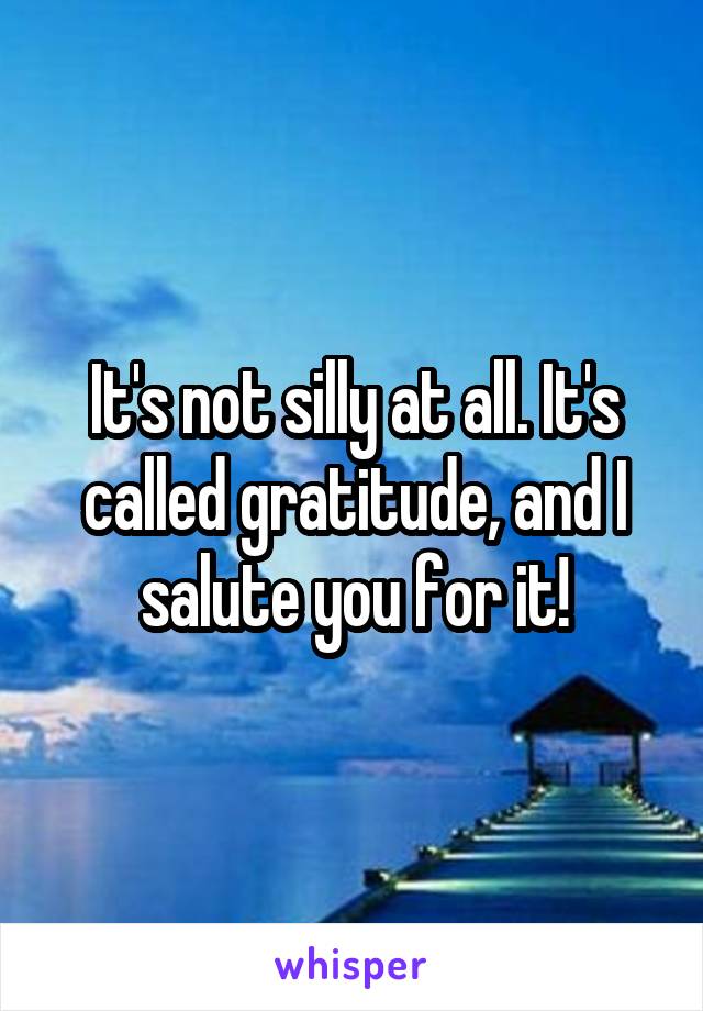 It's not silly at all. It's called gratitude, and I salute you for it!