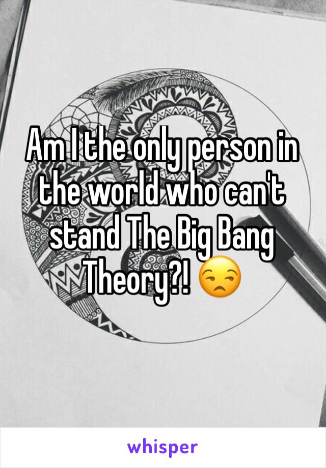 Am I the only person in the world who can't stand The Big Bang Theory?! 😒