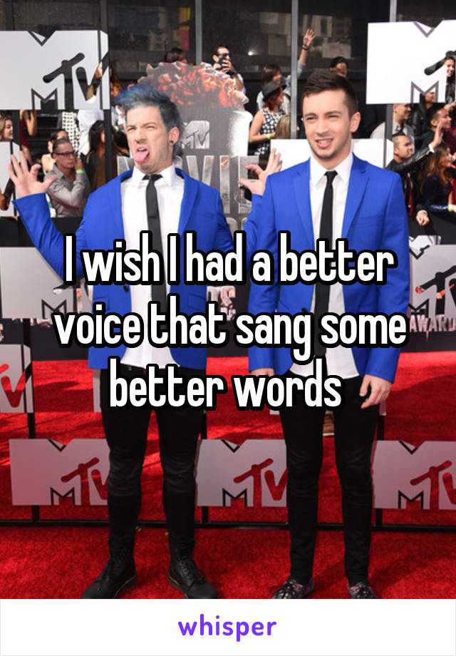 I wish I had a better voice that sang some better words 