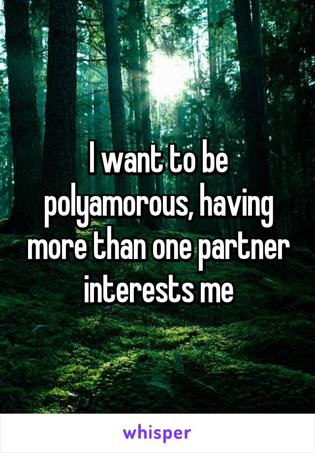 I want to be polyamorous, having more than one partner interests me