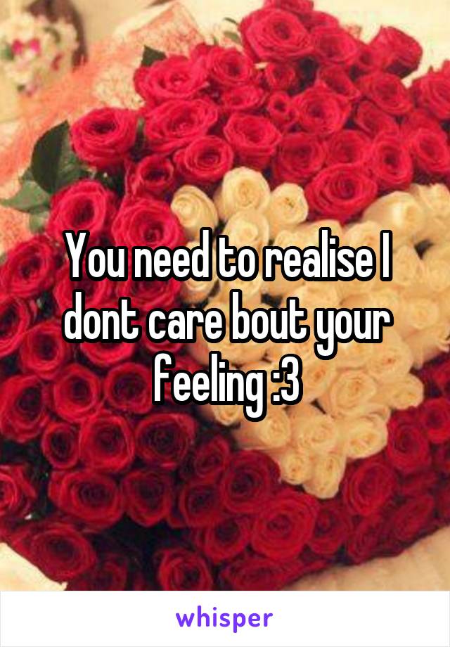 You need to realise I dont care bout your feeling :3