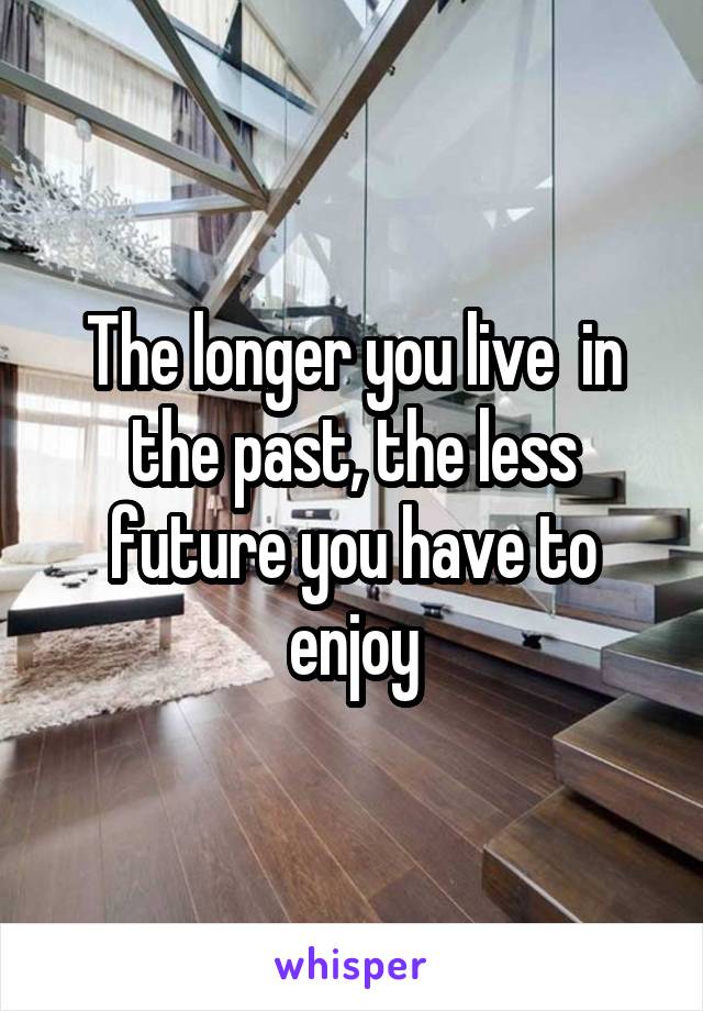 The longer you live  in the past, the less future you have to enjoy