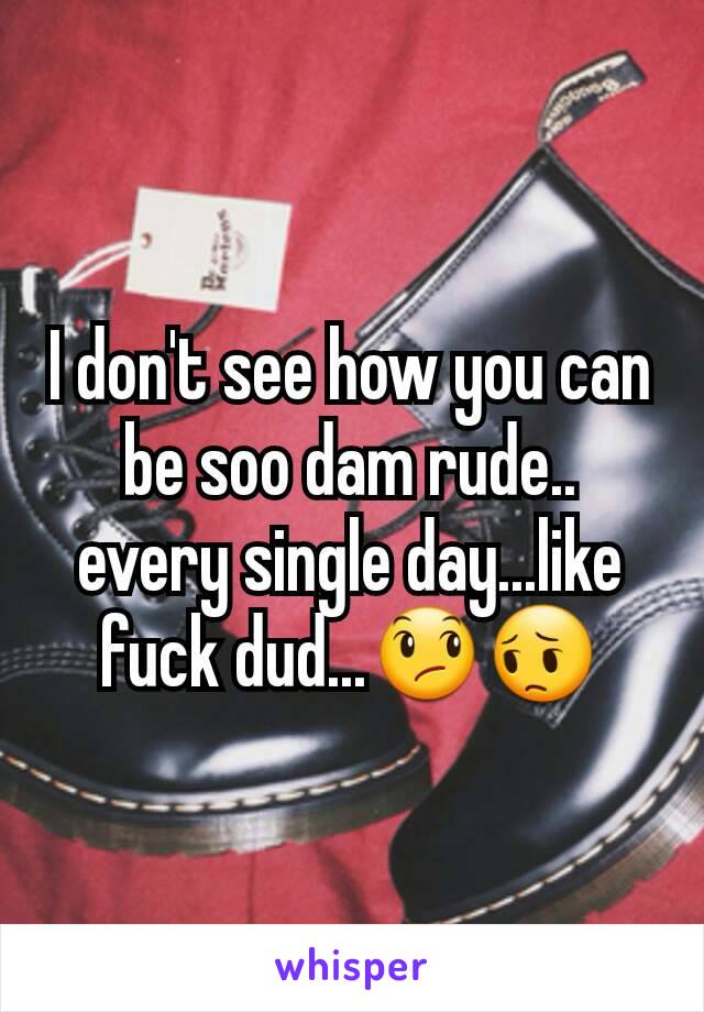 I don't see how you can be soo dam rude.. every single day...like fuck dud...😞😔