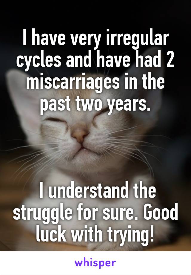 I have very irregular cycles and have had 2 miscarriages in the past two years.



 I understand the struggle for sure. Good luck with trying!