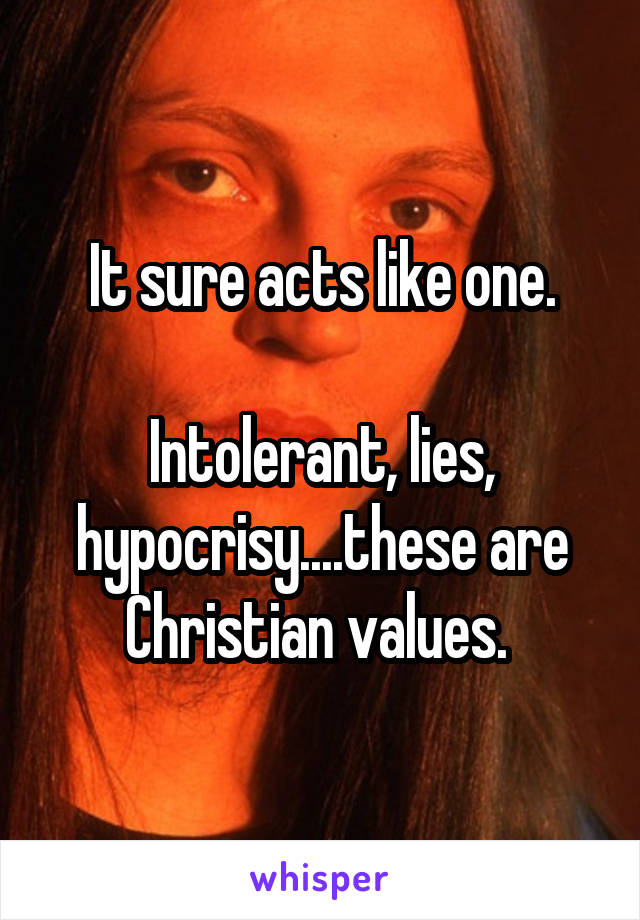 It sure acts like one.

Intolerant, lies, hypocrisy....these are Christian values. 