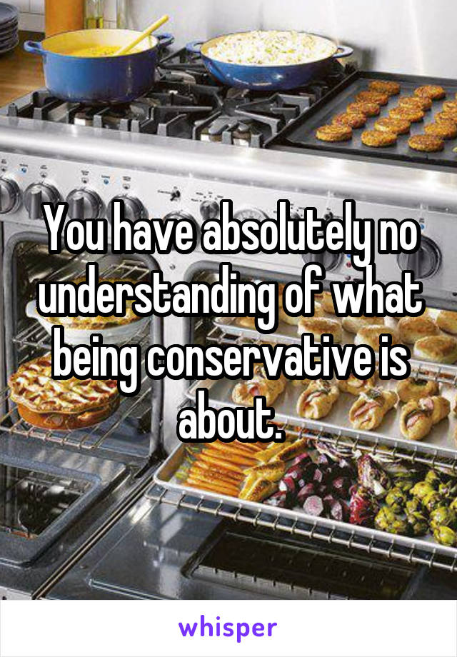 You have absolutely no understanding of what being conservative is about.