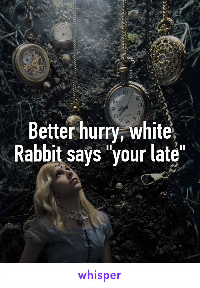 Better hurry, white Rabbit says "your late"