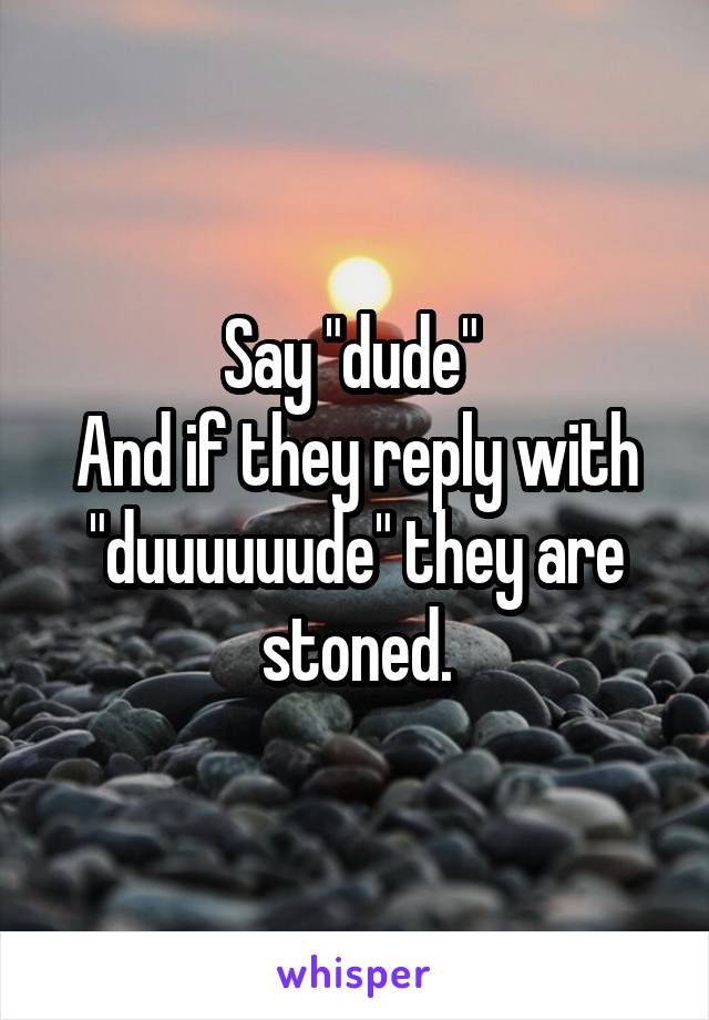 Say "dude" 
And if they reply with "duuuuuude" they are stoned.