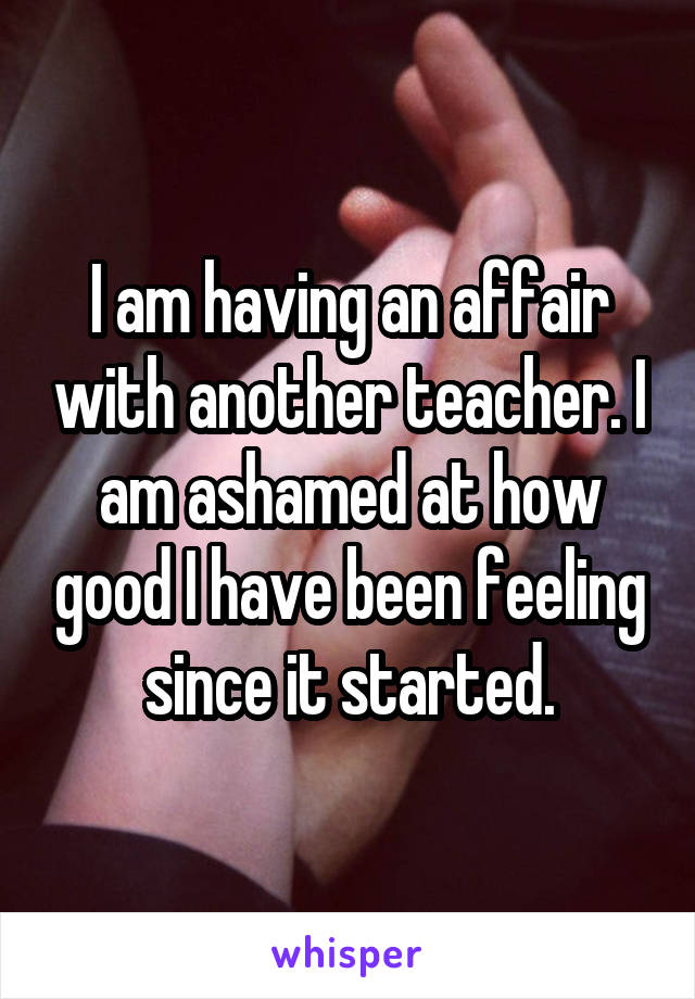 I am having an affair with another teacher. I am ashamed at how good I have been feeling since it started.
