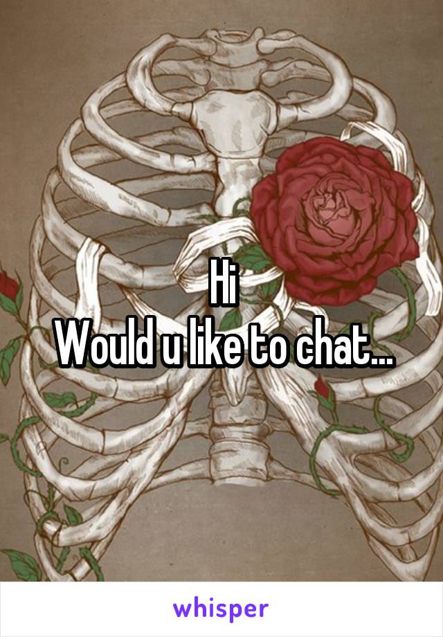 Hi
Would u like to chat...