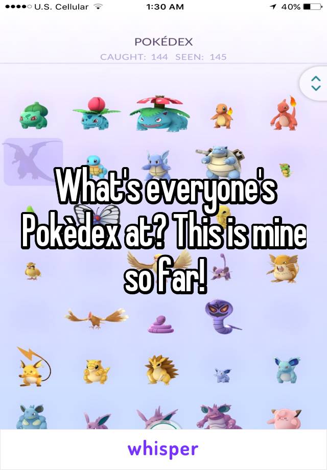 What's everyone's Pokèdex at? This is mine so far!