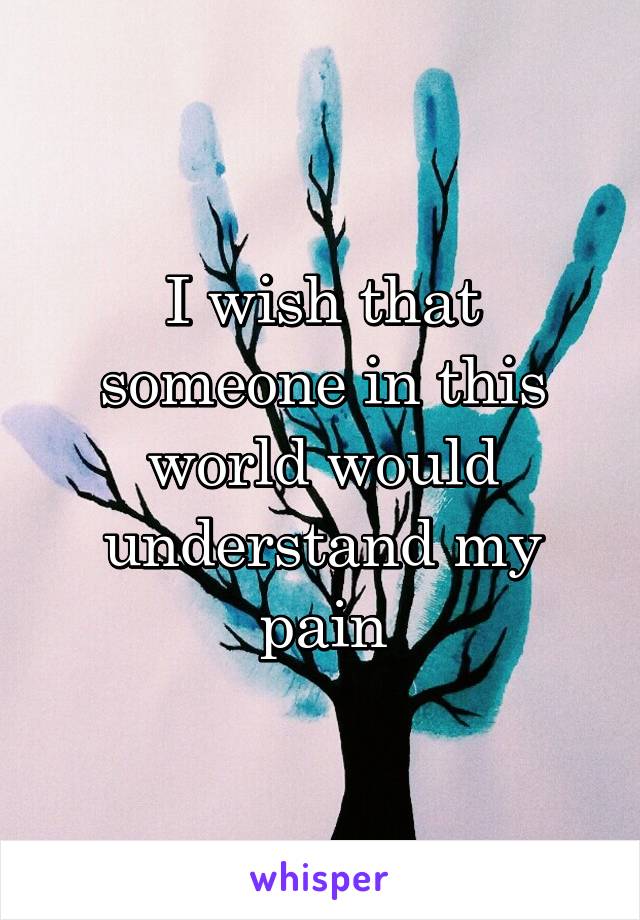 I wish that someone in this world would understand my pain