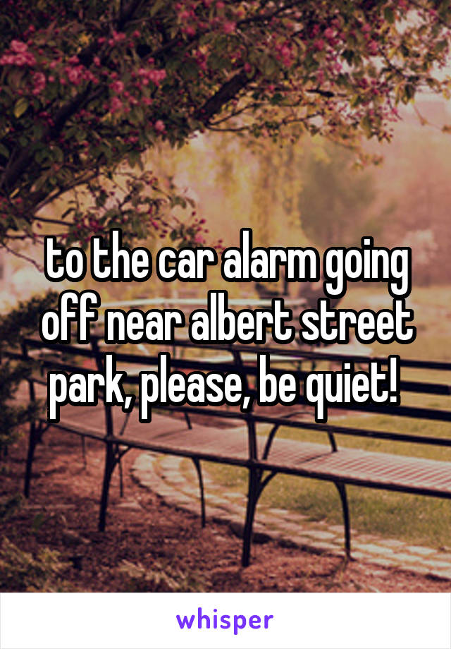 to the car alarm going off near albert street park, please, be quiet! 