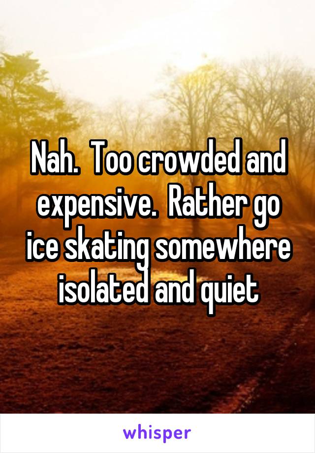 Nah.  Too crowded and expensive.  Rather go ice skating somewhere isolated and quiet