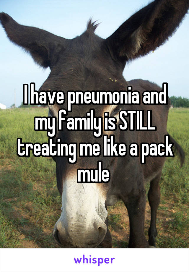 I have pneumonia and my family is STILL treating me like a pack mule 