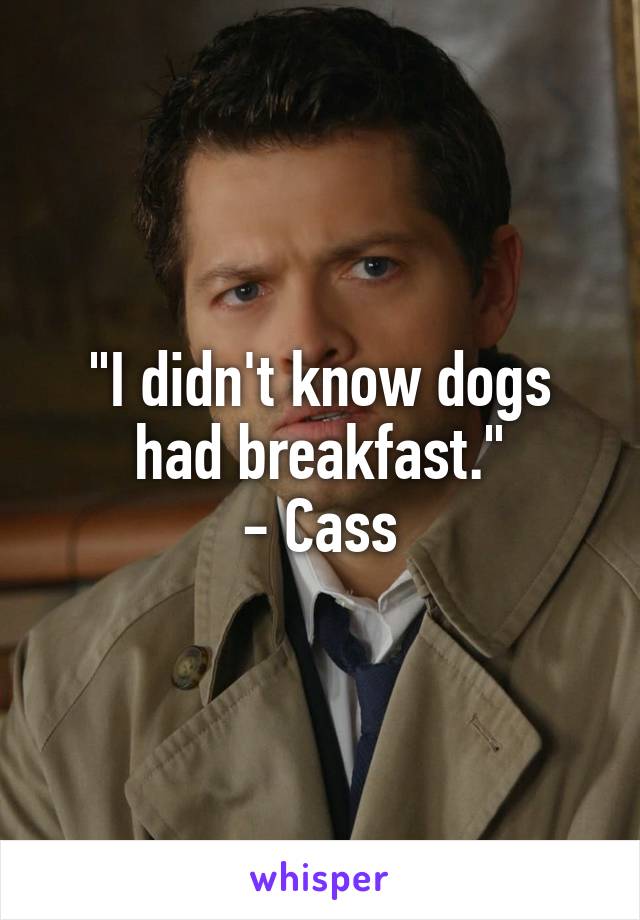 "I didn't know dogs had breakfast."
- Cass