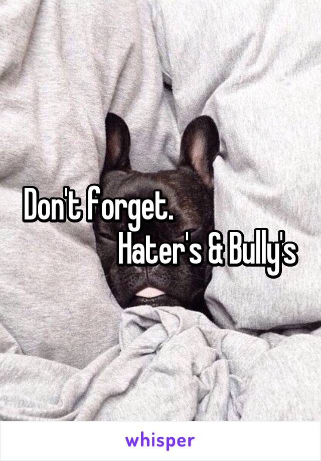 Don't forget.                                     Hater's & Bully's