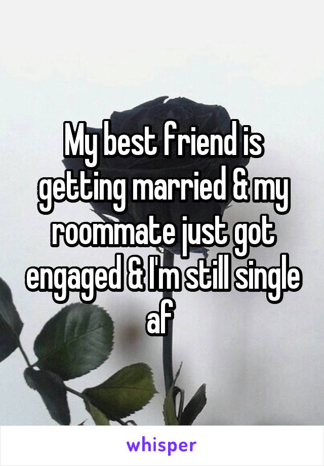 My best friend is getting married & my roommate just got engaged & I'm still single af 