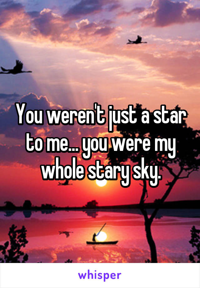 You weren't just a star to me... you were my whole stary sky.