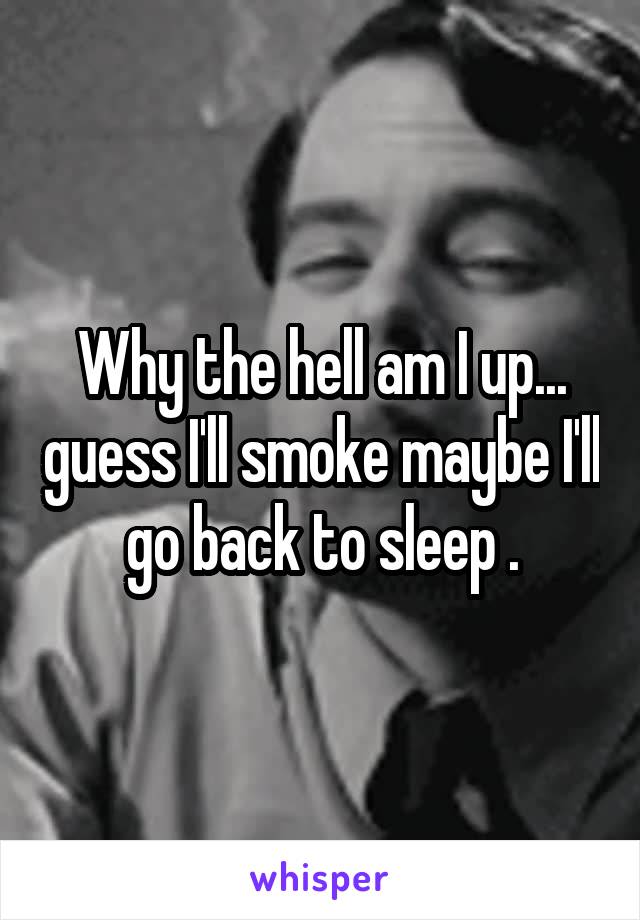 Why the hell am I up... guess I'll smoke maybe I'll go back to sleep .