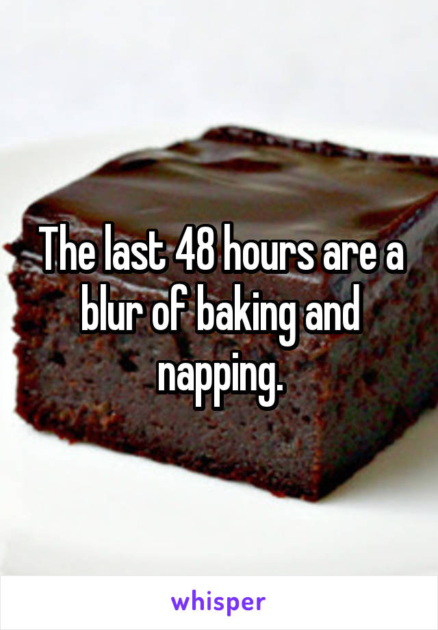 The last 48 hours are a blur of baking and napping.