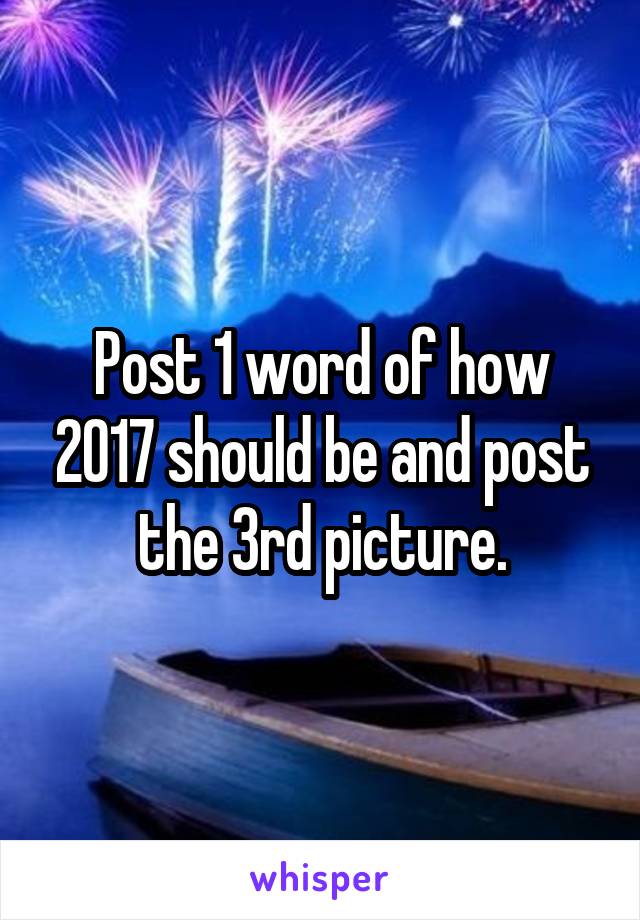 Post 1 word of how 2017 should be and post the 3rd picture.