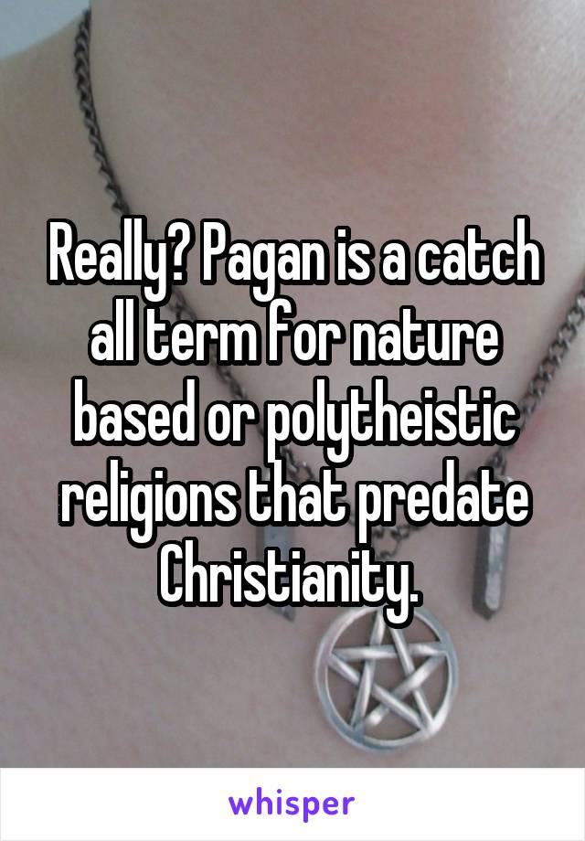 Really? Pagan is a catch all term for nature based or polytheistic religions that predate Christianity. 