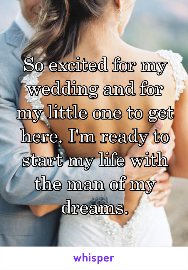 So excited for my wedding and for my little one to get here. I'm ready to start my life with the man of my dreams.