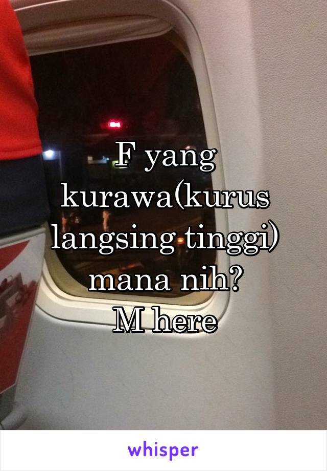 F yang kurawa(kurus langsing tinggi) mana nih?
M here