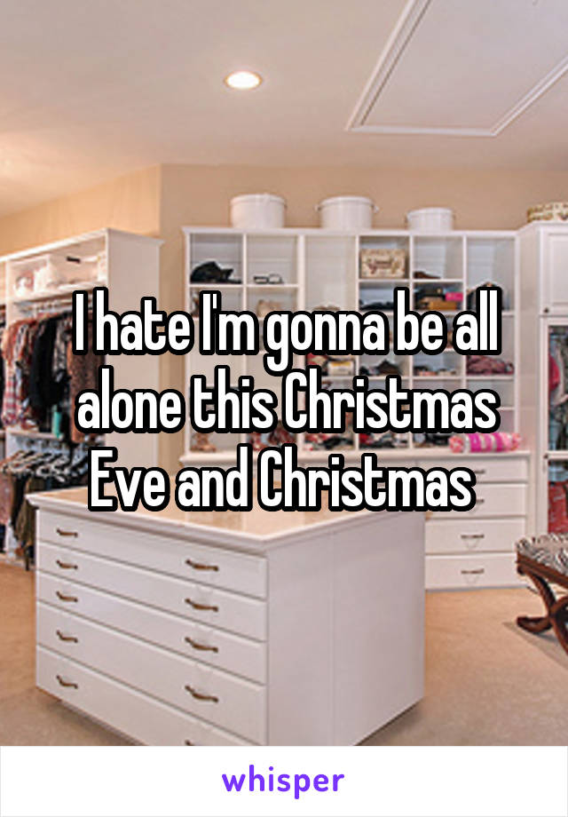 I hate I'm gonna be all alone this Christmas Eve and Christmas 