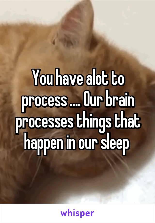 You have alot to process .... Our brain processes things that happen in our sleep 